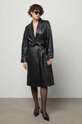 ANSWEAR palton de piele femei, culoarea negru, de tranzitie BPYH-KPD001_99X