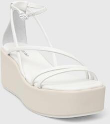 Calvin Klein sandale de piele WEDGE SANDAL 30 LTH femei, culoarea alb, cu platforma, HW0HW01949 PPYH-OBD2IC_00X