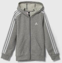 Adidas bluza copii culoarea gri, cu glugă, melanj PPYH-BLK02I_09X