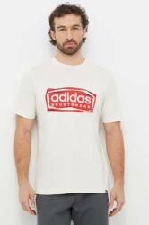 Adidas tricou din bumbac bărbați, culoarea bej, cu imprimeu IS2880 PPYH-TSM0EH_01X
