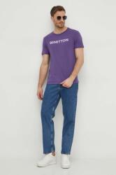 United Colors of Benetton tricou din bumbac barbati, culoarea violet, cu imprimeu PPYH-TSM0UF_45X