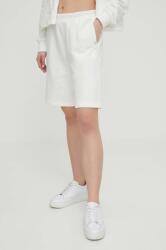 United Colors of Benetton pantaloni scurti femei, culoarea alb, neted, high waist PPYH-SZD0B3_00X