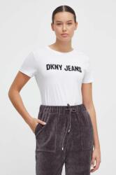 DKNY tricou femei, culoarea alb PPYH-TSD01B_00X