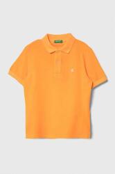 Benetton tricouri polo din bumbac pentru copii culoarea portocaliu, neted PPYH-POB012_22X