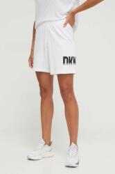 DKNY pantaloni scurti femei, culoarea alb, cu imprimeu, high waist PPYH-SZD00A_00X