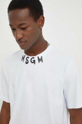 MSGM tricou din bumbac bărbați, culoarea alb, cu imprimeu 3640MM118.247002 PPYH-TSM0N9_00X