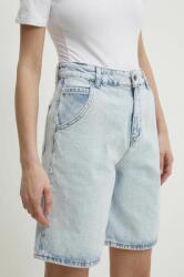 Answear Lab pantaloni scurti jeans femei, neted, high waist BBYH-SZD024_50X