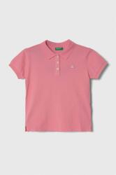 Benetton tricou polo copii culoarea roz, cu guler PPYH-TSG06F_30X