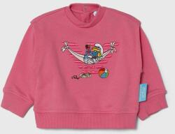 Giorgio Armani hanorac de bumbac pentru bebelusi x The Smurfs culoarea roz, cu imprimeu PPYH-BLB05H_38X