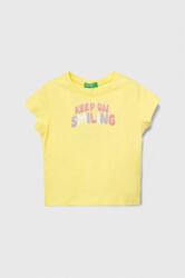 Benetton tricou de bumbac pentru copii culoarea galben PPYH-TSG07G_11X