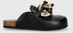 JW Anderson șlapi de piele Chain Loafer femei, culoarea negru, ANW35004E PPYH-KLD07N_99X (ANW35004E.999)