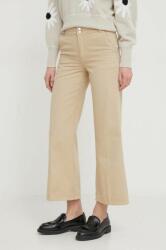 United Colors of Benetton pantaloni de bumbac culoarea bej, lat, high waist PPYH-SPD0O3_80X