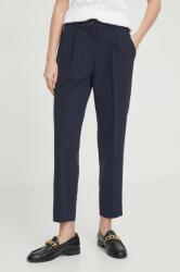 Sisley pantaloni femei, culoarea albastru marin, drept, high waist PPYH-SPD0OM_59X