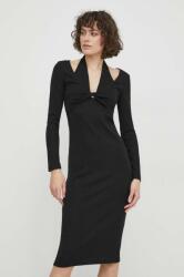 Sisley rochie culoarea negru, midi, mulata PPYH-SUD1E9_99X