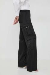 Karl Lagerfeld pantaloni femei, culoarea negru, drept, high waist PPYH-SPD0B4_99X