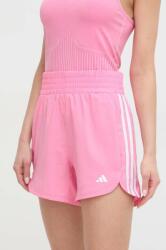 adidas Performance pantaloni scurți de antrenament Pacer culoarea roz, cu imprimeu, medium waist IT7761 PPYH-SZD04J_30X (IT7761)