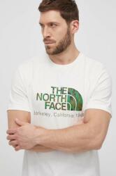 The North Face tricou din bumbac barbati, culoarea bej, cu imprimeu PPYH-TSM235_01X