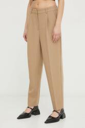 Bruuns Bazaar pantaloni femei, culoarea bej, mulata, high waist PPYY-SPD0NY_80X