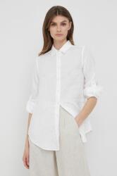 Ralph Lauren Lauren Ralph cămașă de in femei, culoarea alb, cu guler clasic, regular 200783000000 PPYY-KDD08D_00X