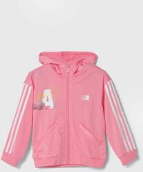 Adidas bluza copii x Disney culoarea roz, cu glugă, cu imprimeu PPYH-BLG02O_42X