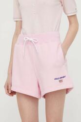 Ralph Lauren pantaloni scurți femei, culoarea roz, melanj, high waist 211939509 PPYH-SZD00F_30X