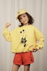 Mini Rodini hanorac de bumbac pentru copii Weight lifting culoarea galben, cu imprimeu PPYH-BLK02U_11X