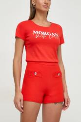 Morgan pantaloni scurti femei, culoarea rosu, neted, high waist PPYH-SKD02P_33X
