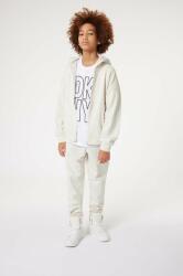 DKNY hanorac de bumbac pentru copii culoarea alb, cu glugă, cu imprimeu PPYH-BLK01B_00X