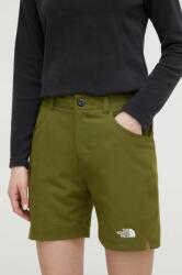 The North Face pantaloni scurți outdoor Horizon culoarea verde, neted, high waist PPYH-SZD0L5_91X (NF0A8251PIB1)