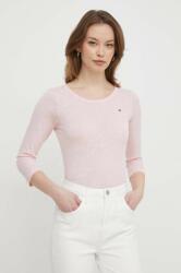 Tommy Hilfiger longsleeve din bumbac culoarea roz WW0WW37861 9BYX-TSD02W_03X