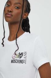 Moschino Jeans tricou din bumbac femei, culoarea alb PPYH-TSD0ZL_00X