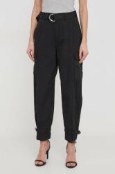 DKNY pantaloni femei, culoarea negru, fason cargo, high waist PPYH-SPD01Y_99X