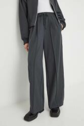 American Vintage pantaloni femei, culoarea gri, lat, high waist PPYH-SPD0MP_90X