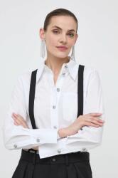 Custommade camasa din bumbac femei, culoarea alb, cu guler clasic, regular PPYH-KDD05U_00X