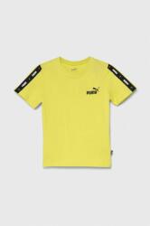 PUMA tricou de bumbac pentru copii Ess Tape Tee B culoarea galben, cu imprimeu 9BYX-TSK08F_17X