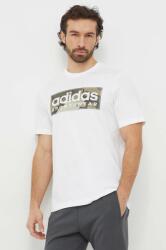 Adidas tricou din bumbac bărbați, culoarea alb, cu imprimeu IN6473 PPYH-TSM0BD_00X
