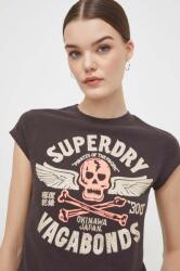 Superdry tricou din bumbac femei, culoarea maro PPYH-TSD1MB_88X