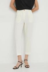 Sisley pantaloni femei, culoarea bej, drept, high waist PPYH-SPD0OM_01X