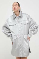 Moschino Jeans geacă cu aspect de cămașă culoarea argintiu, de tranzitie PPYH-KUD0C2_SLV
