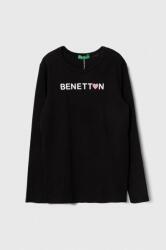 Benetton longsleeve din bumbac pentru copii culoarea negru PPYH-BUG010_99X