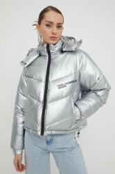 Karl Lagerfeld Jeans geaca femei, culoarea argintiu, de iarna PPYH-KUD07Z_SLV
