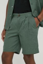 Bruuns Bazaar pantaloni scurti din in Lino Germain culoarea verde, melanj PPYX-SZM0CS_76X