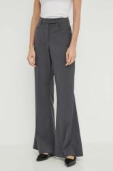 Remain pantaloni din lana culoarea gri, evazati, high waist PPYH-SPD180_90X