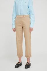 United Colors of Benetton pantaloni femei, culoarea bej, drept, high waist PPYH-SPD0O0_80X