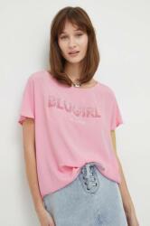 Blugirl Blumarine bluză din amestec de mătase culoarea roz, cu imprimeu RA4205. T3332 PPYH-BDD09M_30X