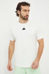 Adidas tricou din bumbac bărbați, culoarea bej, cu imprimeu IS2857 PPYH-TSM0E7_01X