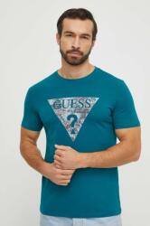 Guess tricou barbati, culoarea turcoaz, cu imprimeu PPYH-TSM056_69X