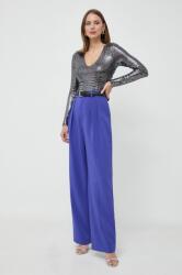 Custommade pantaloni femei, culoarea violet, drept, high waist PPYH-SPD039_45X