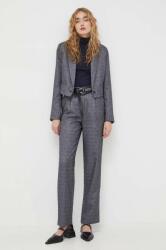 Bruuns Bazaar pantaloni femei, culoarea gri, drept, high waist PPYH-SPD01M_90Y