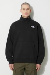The North Face bluză M Essential Qz Crew bărbați, culoarea negru, cu imprimeu, NF0A87FCJK31 PPYH-BLM12N_99X